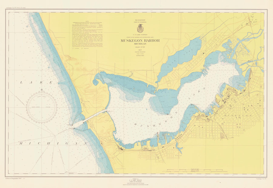 Lake Michigan - Muskegon Harbor Map 1947
