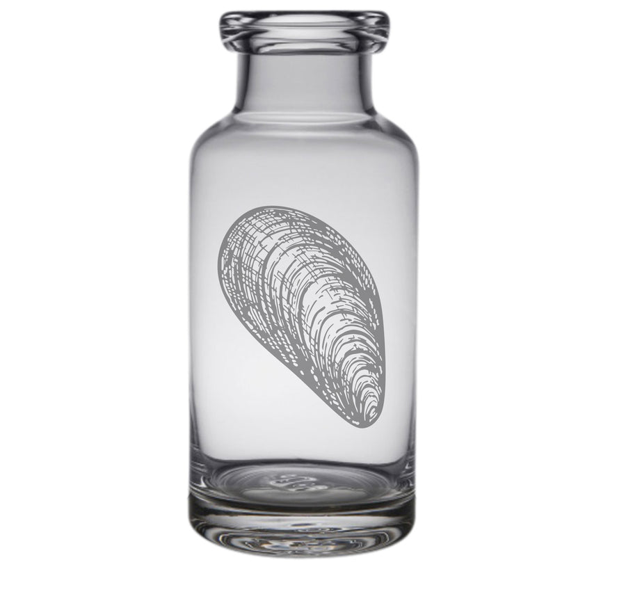Mussel Shell Engraved Glass Carafe