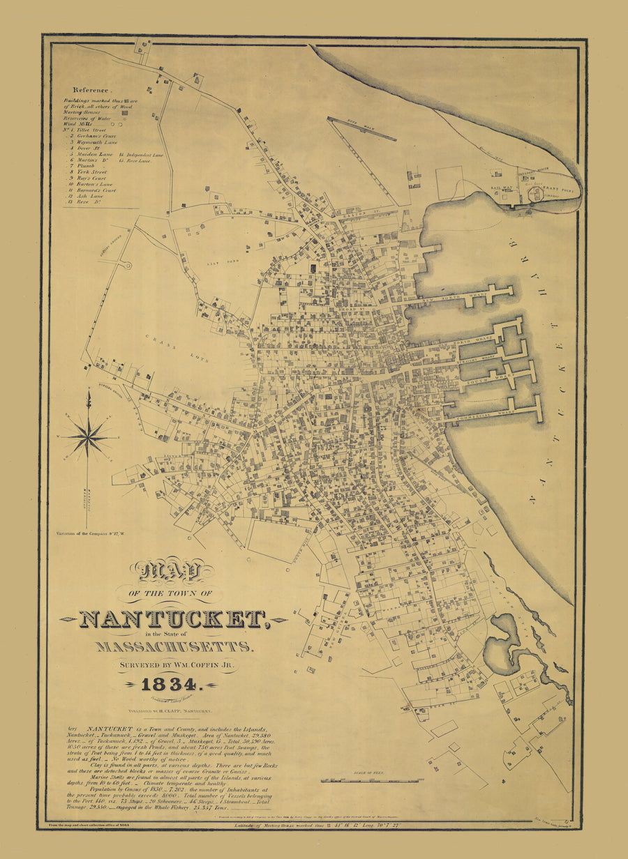 Nantucket Town Map - 1834