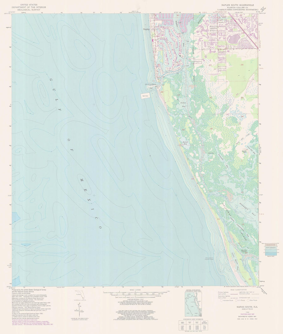 Naples, Florida (South) Map - 1987