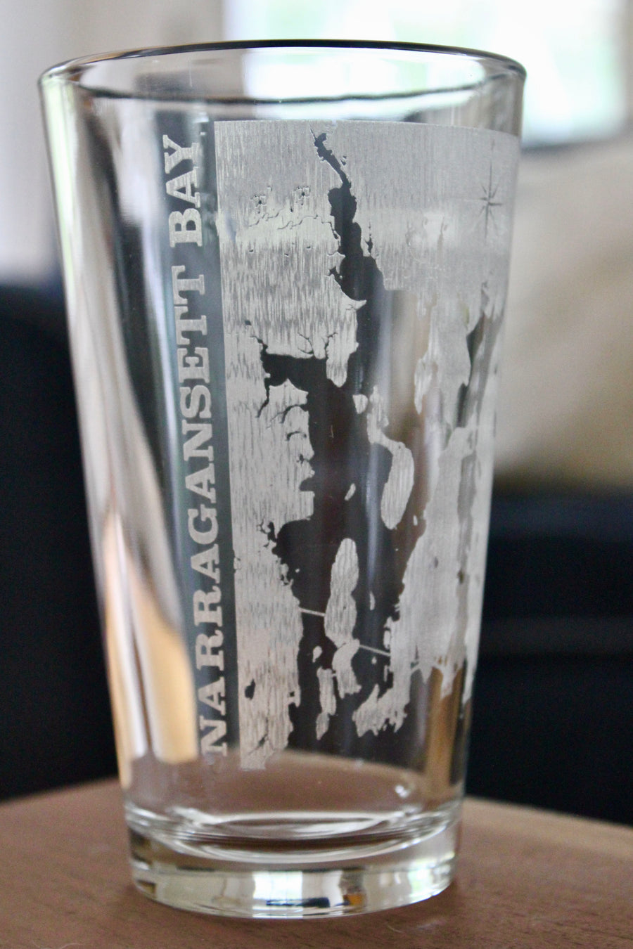 Narragansett Bay Map Engraved Glasses