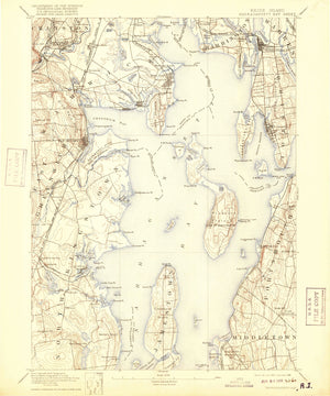Narragansett Bay & Newport Harbor Geographical Map - 1892