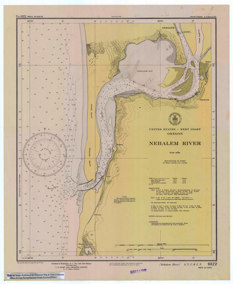 Nehalem Bay Oregon Map - 1947