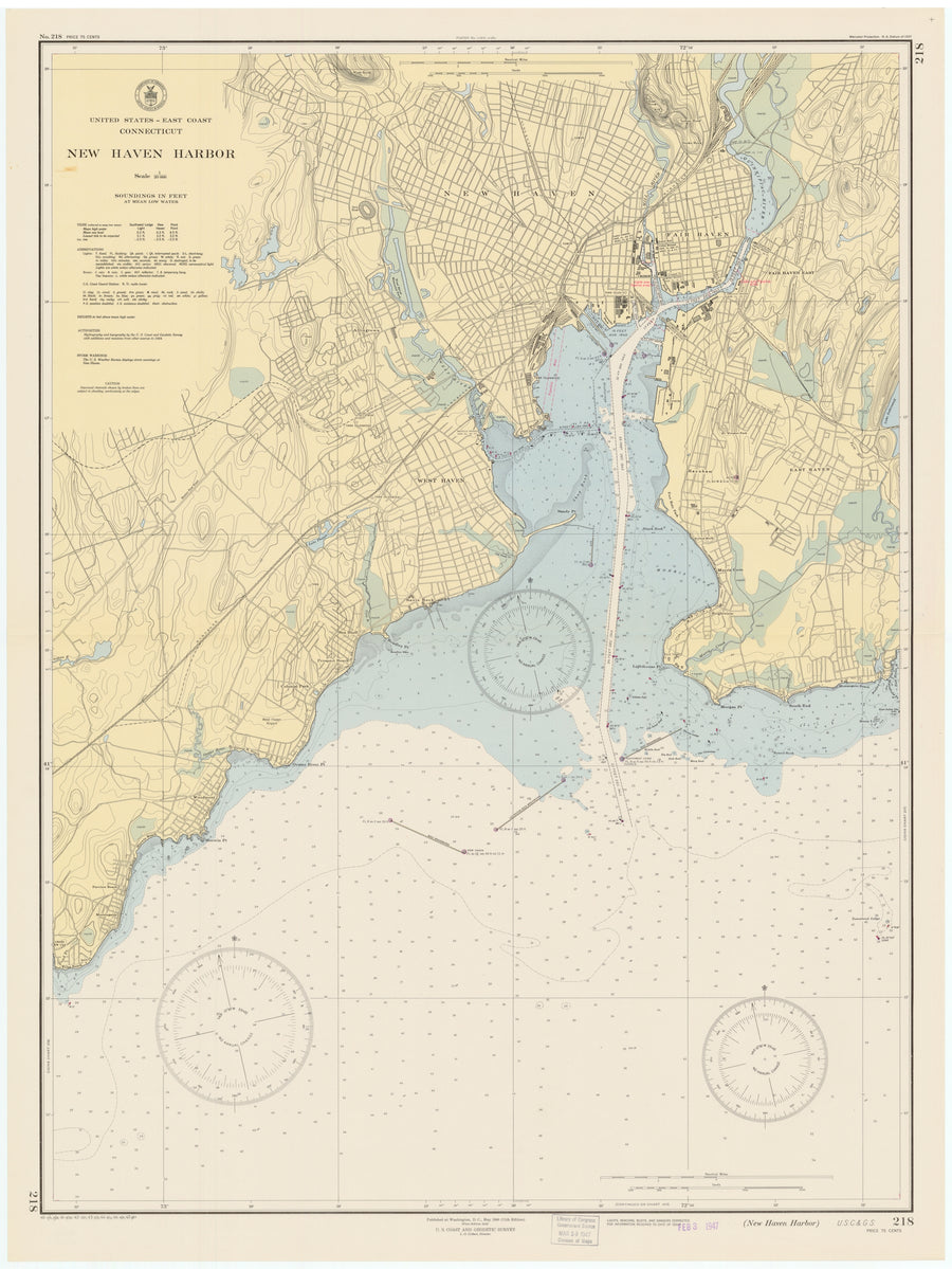 New Haven Harbor Map - 1947