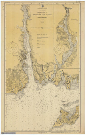 New London Harbor - Thames River Map - 1924
