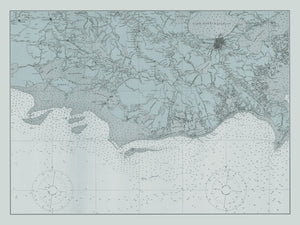 New Orleans & Gulf of Mexico Map (Light Blue) - 1925