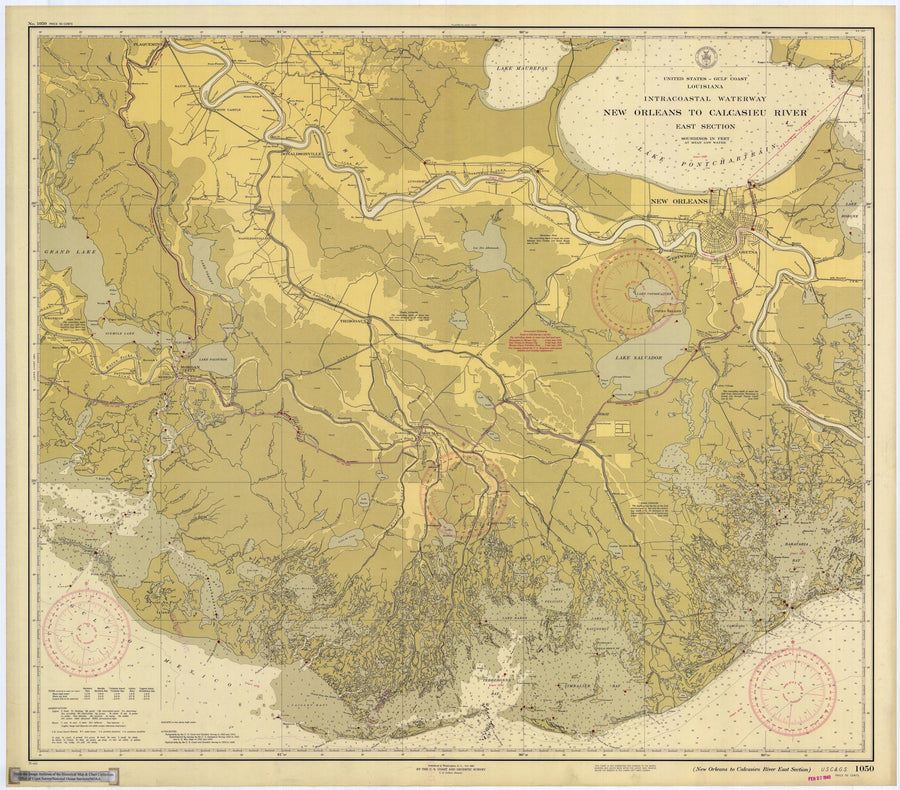 New Orleans to Calcasieu River Map - 1939
