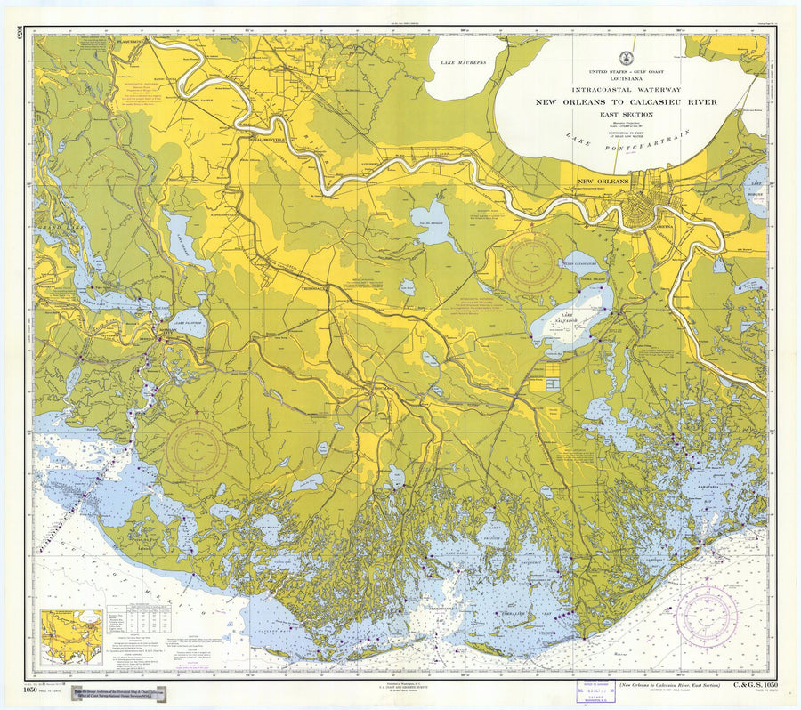 New Orleans to Calcasieu River Map - 1958