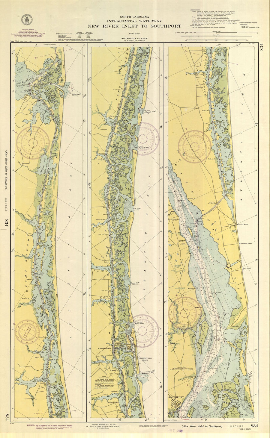 New River Inlet to Southport Map - 1942