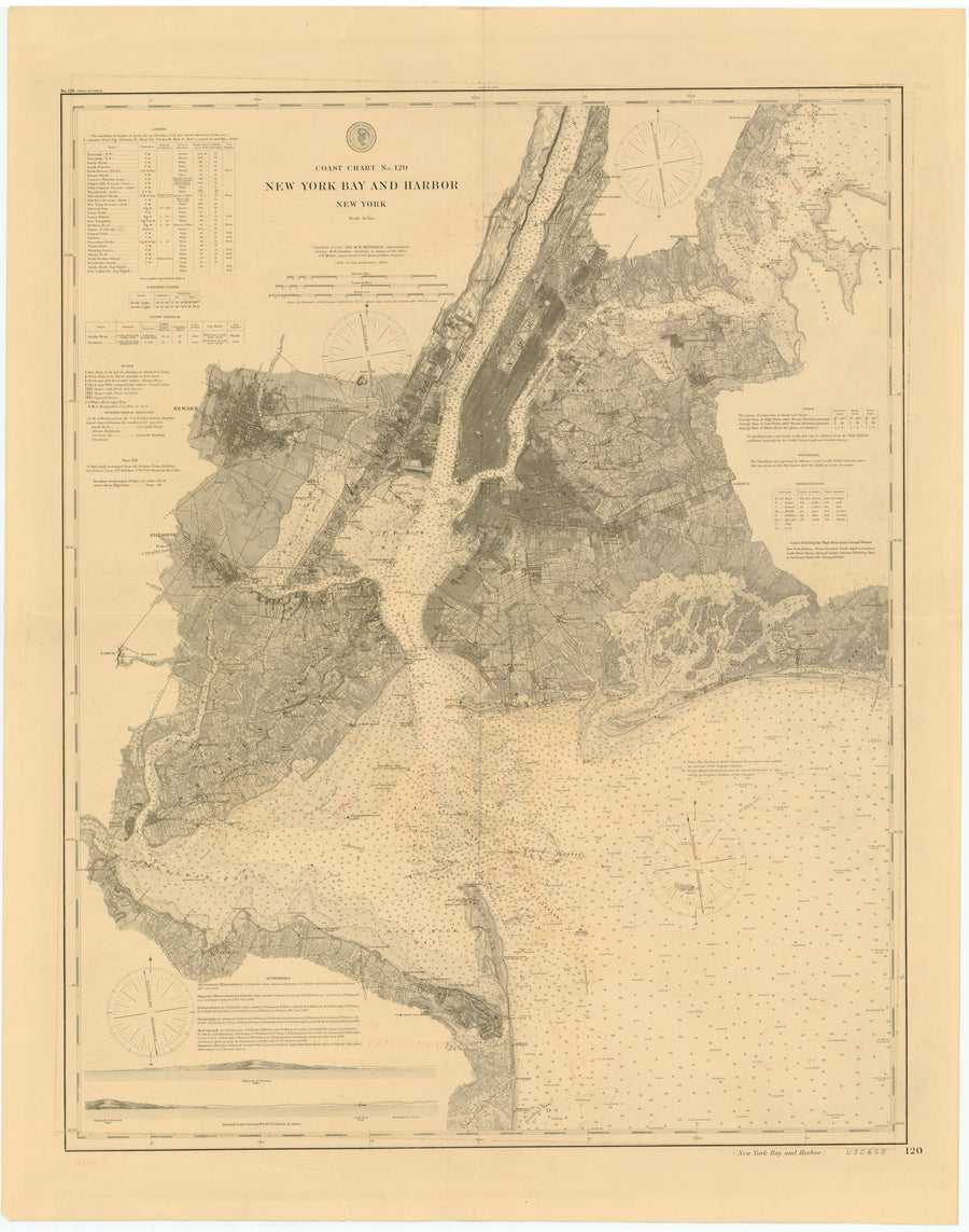 New York Bay & Harbor Map - 1894