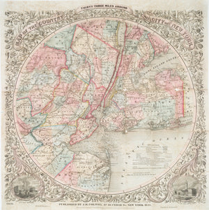 New York City 30 Mile Radius Map (Square)