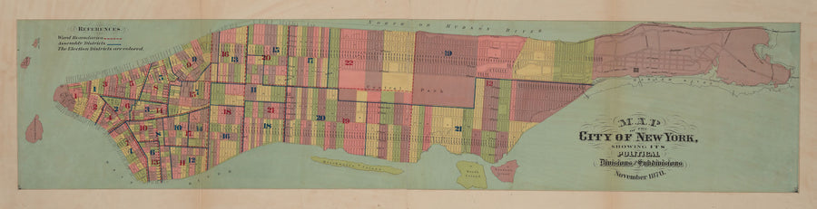 New York City Political Map - 1870 (18" x 71") (24" x 94")