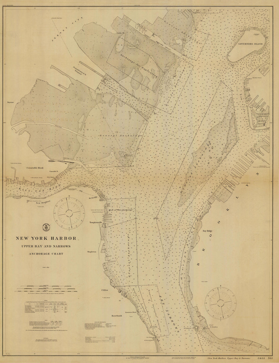New York Harbor Map - 1916