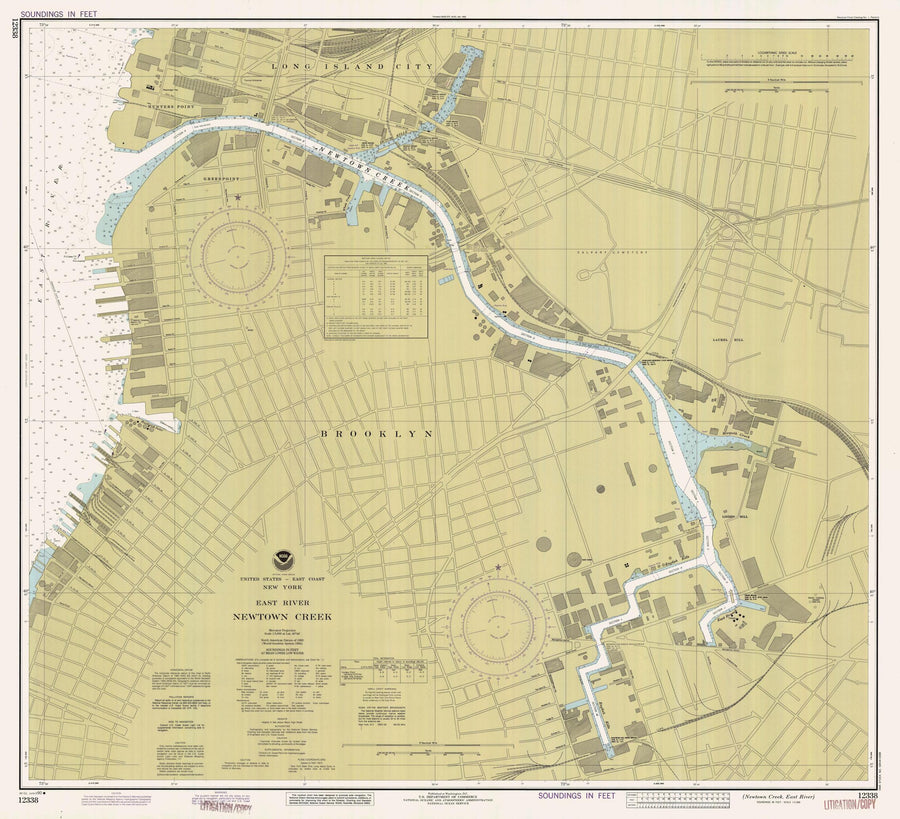 Newtown Creek and East River Map - 1990
