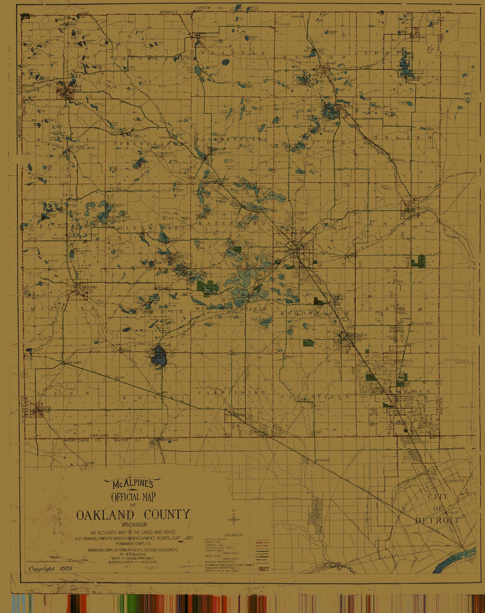 Oakland County Michigan Map 1920 HullSpeed Designs   OAKLAND Small 1200x1200 