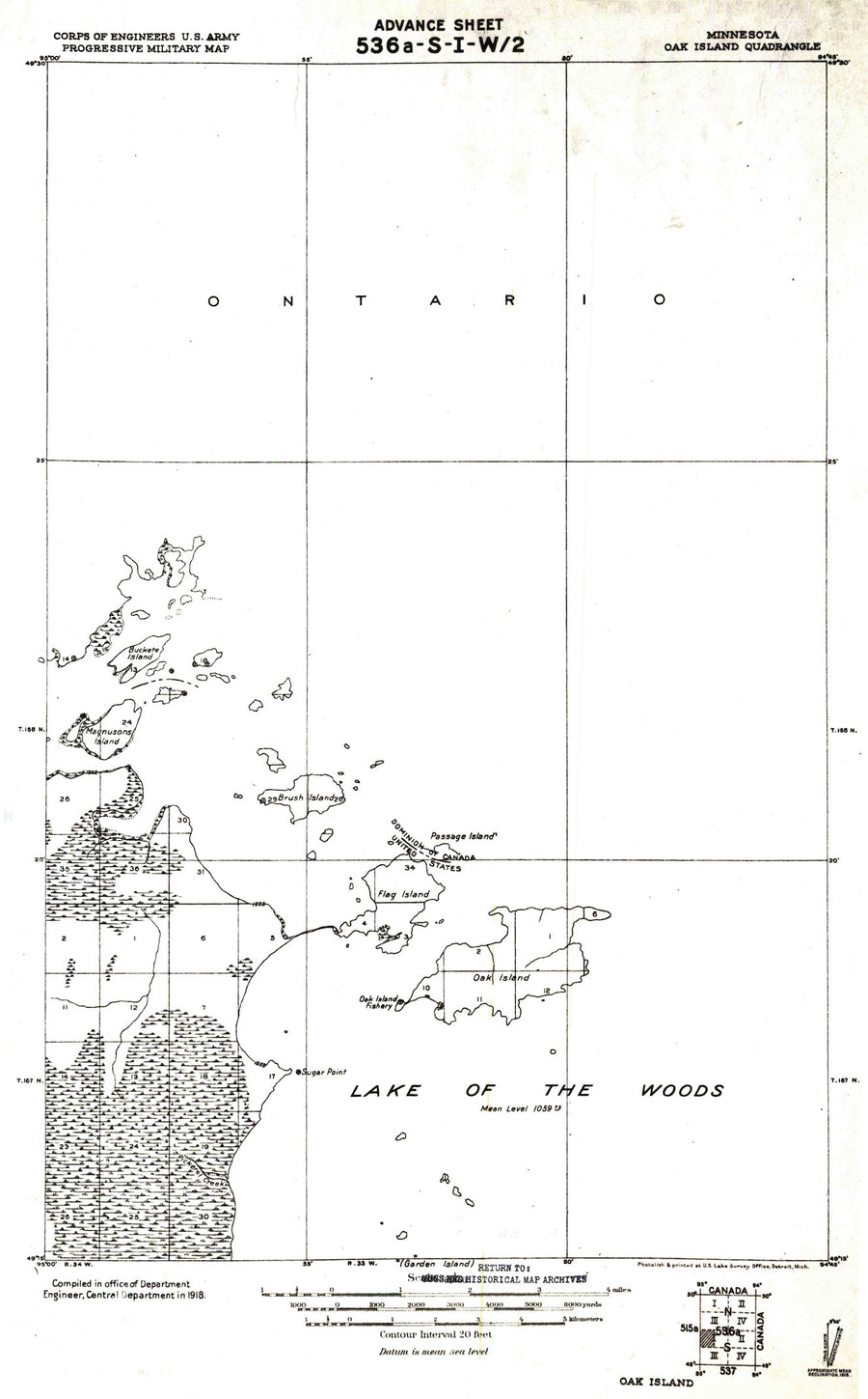 Oak Island Minnesota Map - 1918
