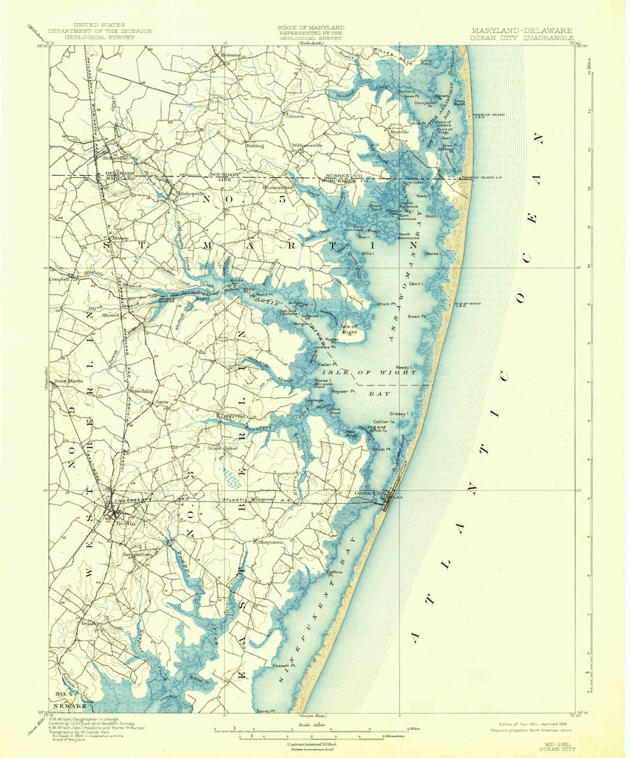 Ocean City Topographic Map - 1901