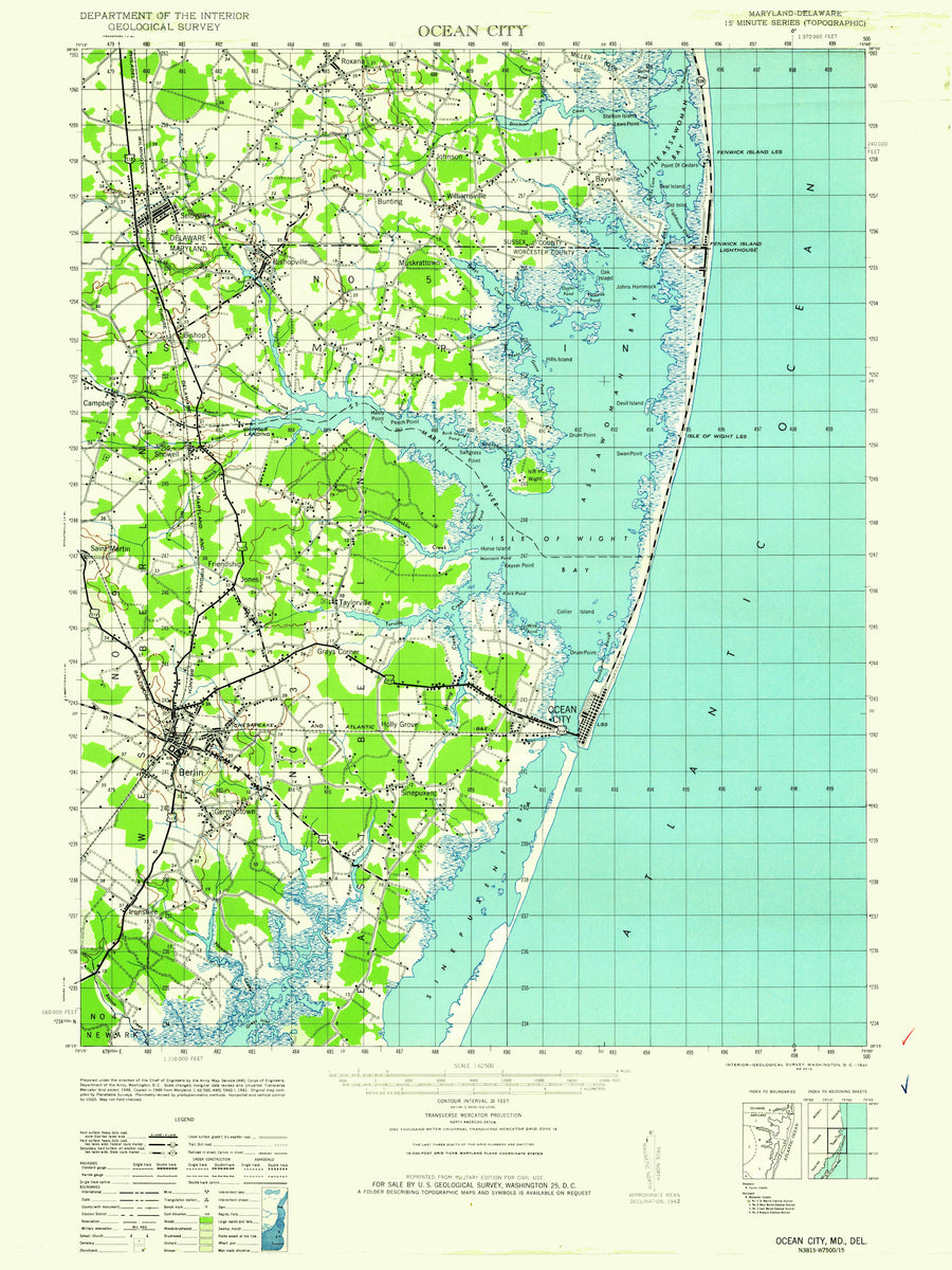 Ocean City Topographic Map - 1961