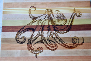 Octopus Engraved Wooden Serving Board & Bar Board