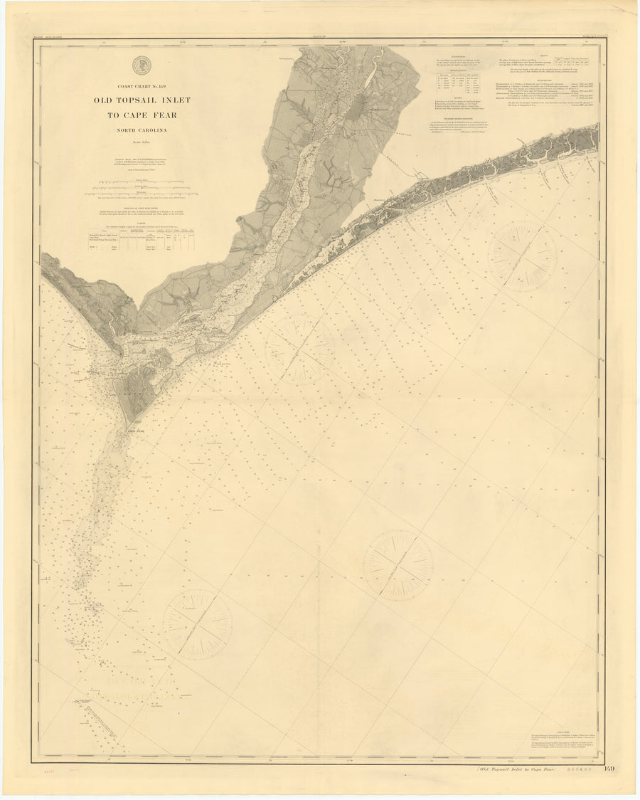 Old Topsail Inlet to Cape Fear Map - 1897
