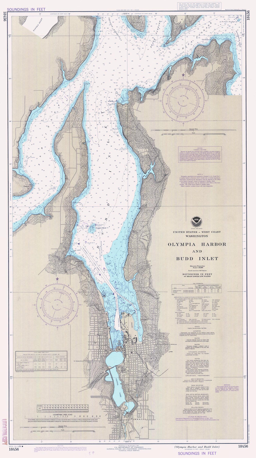 Olympia Harbor and Budd Inlet Map - 1984