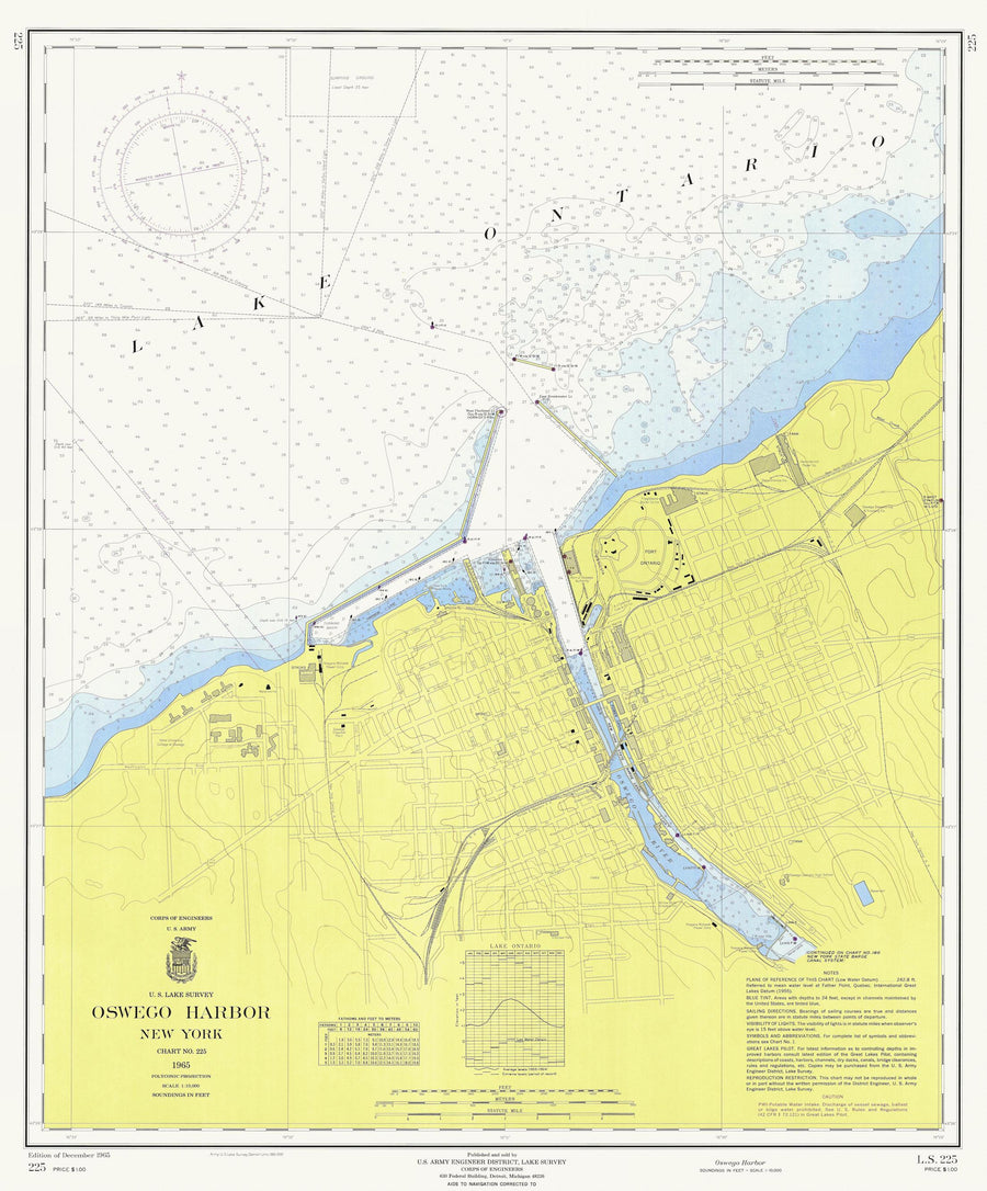Lake Ontario - Oswego Harbor Map - 1965