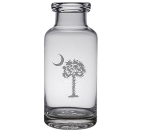 Palmetto and Crescent Moon Engraved Glass Carafe