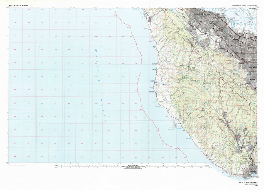 Palo Alto California Topographic Map 1982