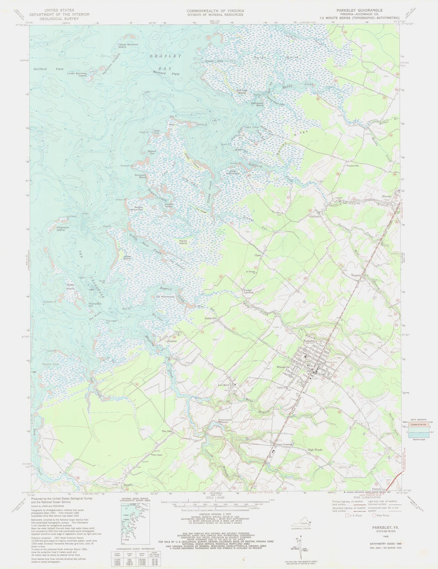 Parksley, Virginia Map - 1968