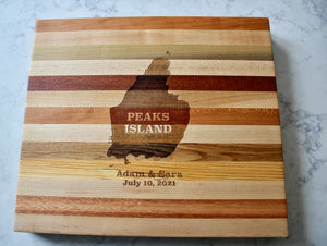 Peaks Island Map Engraved Wooden Serving Board & Bar Board
