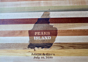 Peaks Island Map Engraved Wooden Serving Board & Bar Board