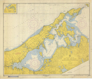 Shelter Island Sound & Peconic Bays - Long Island Map 1952