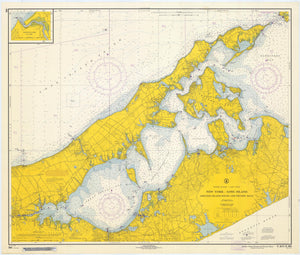 Shelter Island Sound & Peconic Bays - Long Island Map 1967