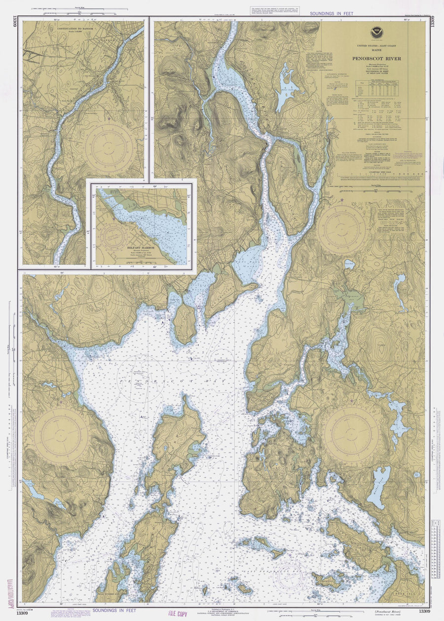 Penobscot Bay and Penobscot River Map - 1982