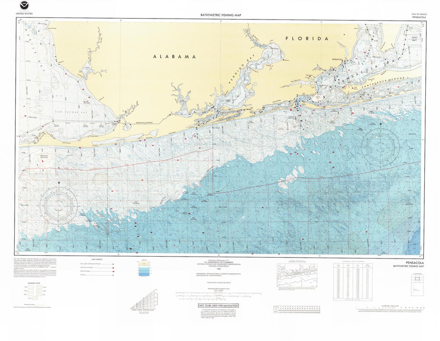 Pensacola Bathymetric Fishing Map - F26