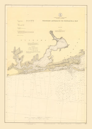 Pensacola Bay Map - Western Approach - 1920