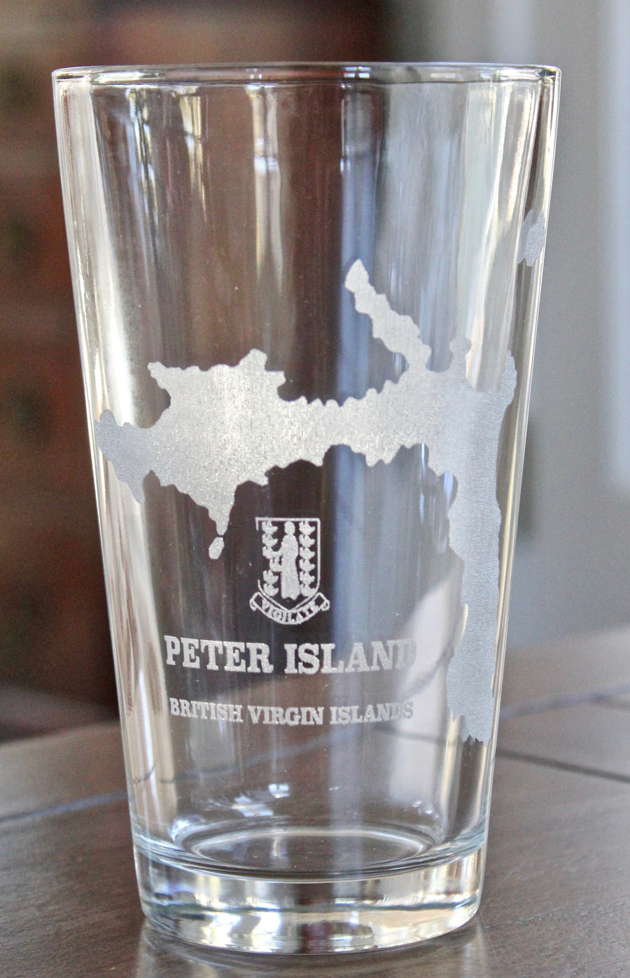 Peter Island BVI Map Engraved Glasses