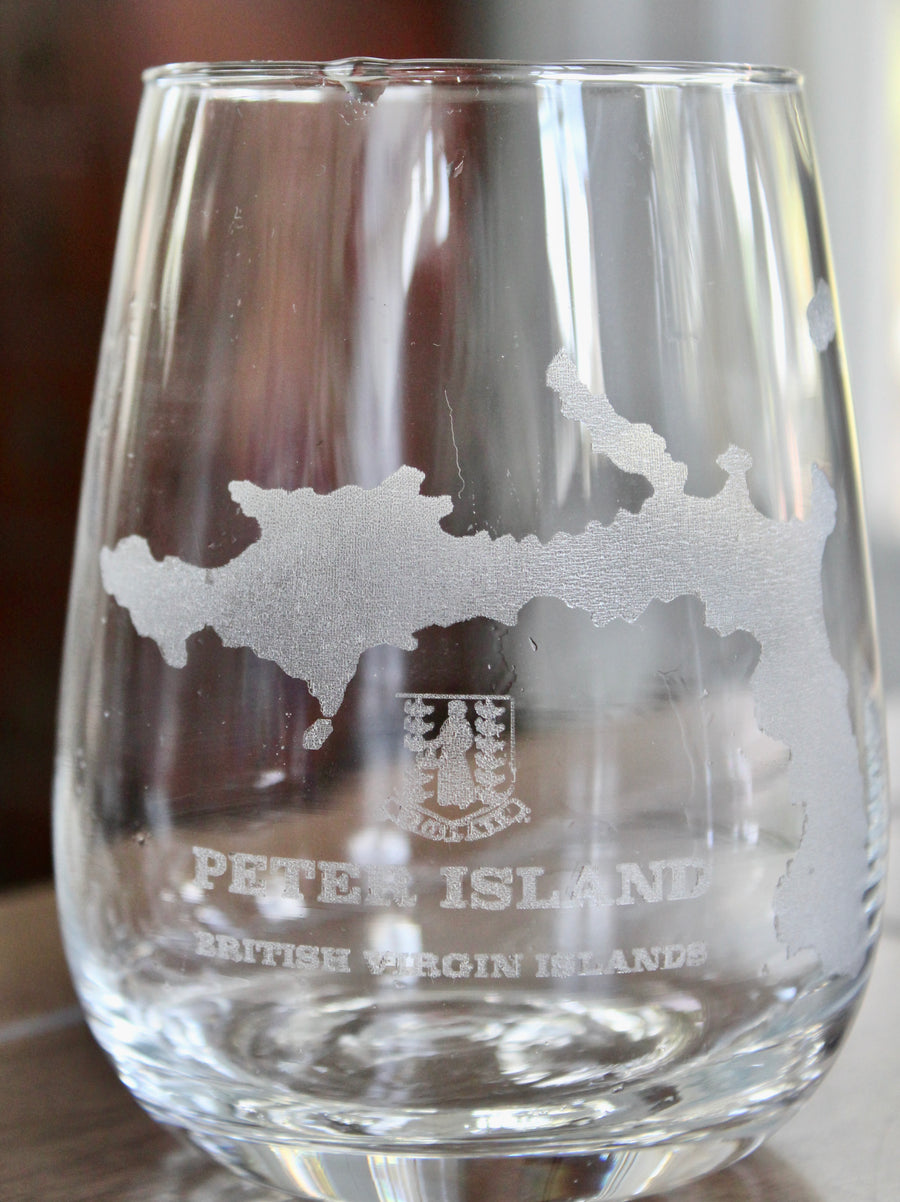 Peter Island BVI Map Engraved Glasses