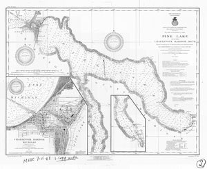 Pine Lake & Charlevoix Harbor (B&W) Map - 1915