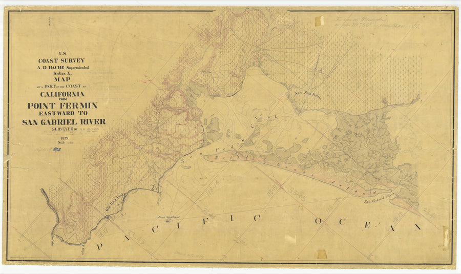 Point Fermin to San Gabriel River Map - 1859