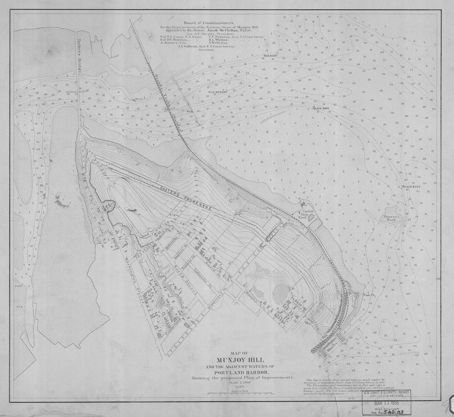 Portland Harbor - Munjoy Hill Map - 1869