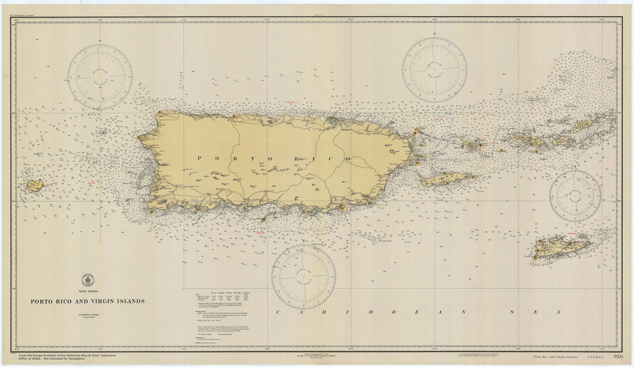Puerto Rico Map (Porto Rico) - 1931