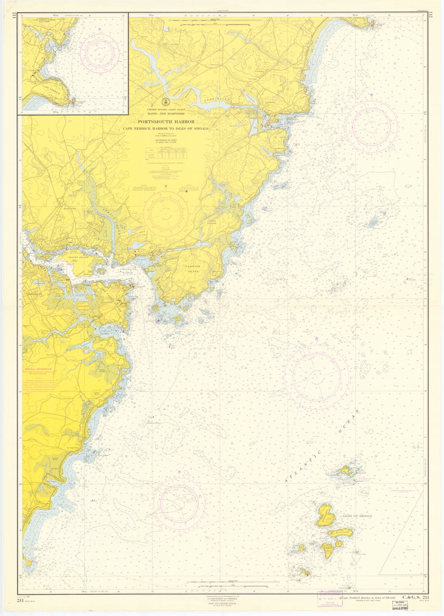 Portsmouth Harbor - Cape Neddick to Isle of Shoals Map - 1960