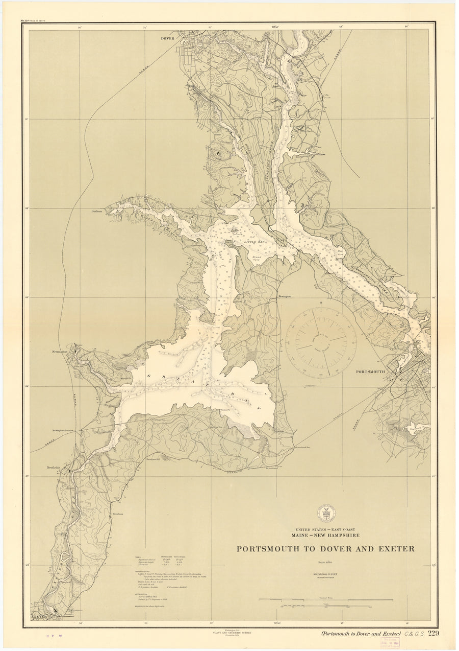 Portsmouth to Dover and Exeter Map - 1914