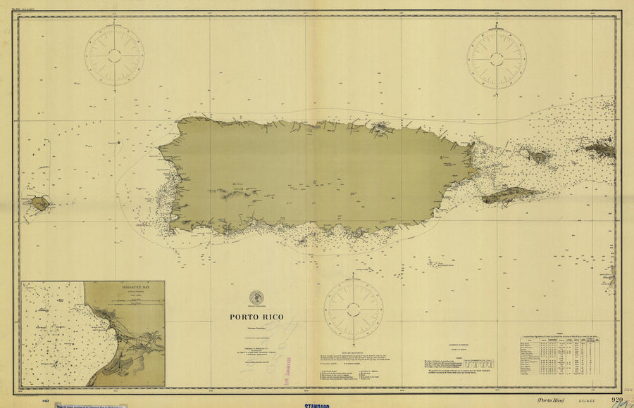 Puerto Rico Map (Porto Rico) Chart - 1901
