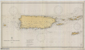 Puerto Rico Map (Porto Rico) Chart - 1933