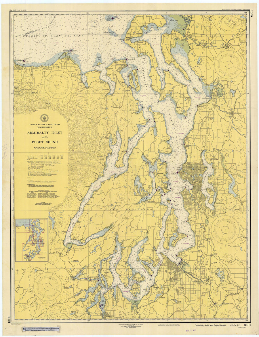 Puget Sound & Admiralty Inlet Map 1948