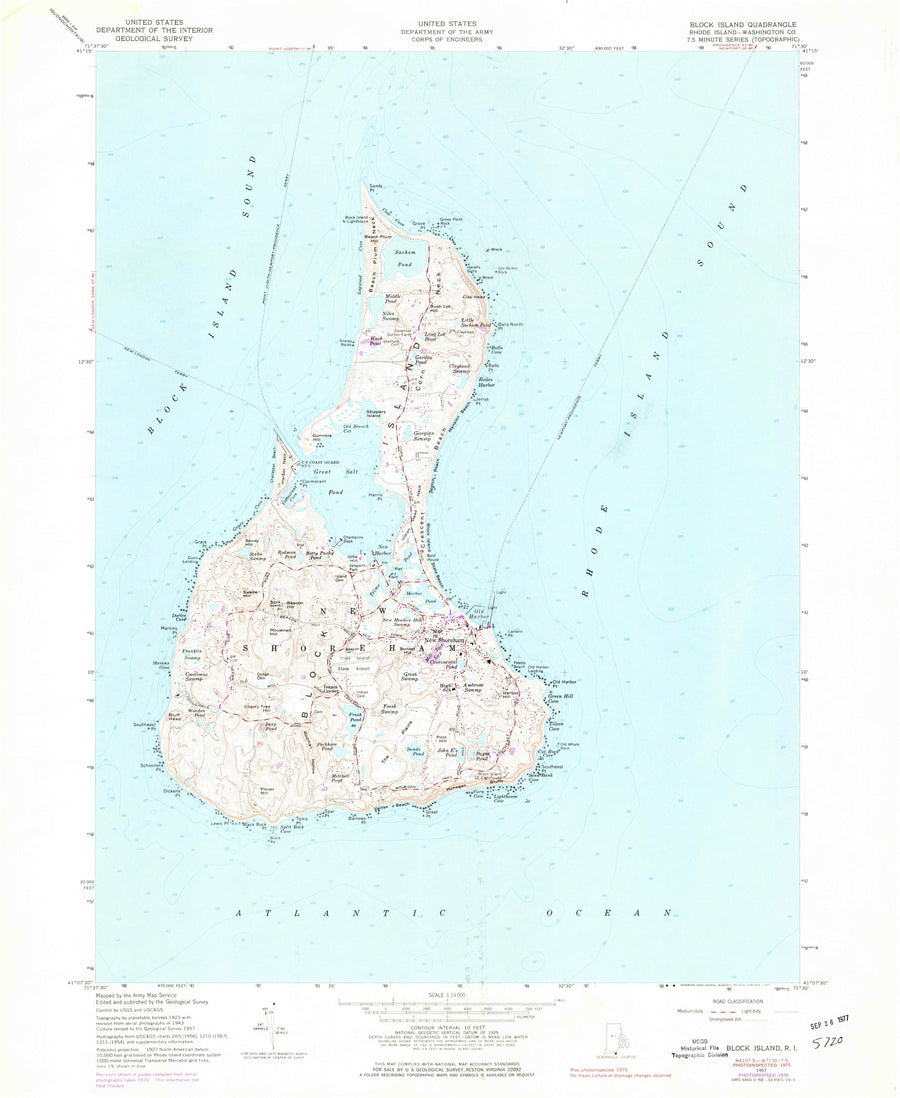Block Island Map - 1957
