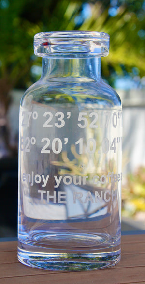 Custom GPS Coordinates Engraved Glass Carafe