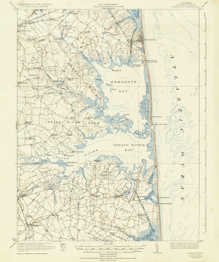 Rehoboth, Delaware Topographic Map - 1918